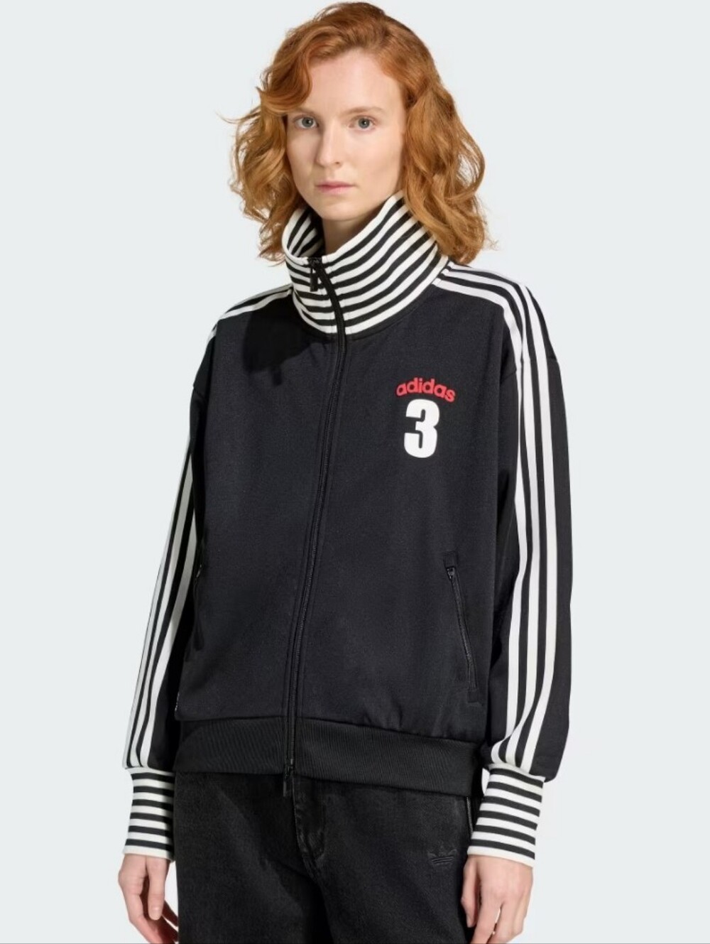 Adidas Vintage BB TT Track Jacket with White Stripes and Red Logo